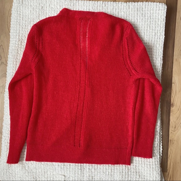 Rue Mazarine cottagecore red button front wool mohair knit cardigan sweater - Picture 7 of 7